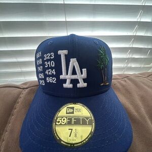 New Era Blue LA Cap with Palm Tree Embroidery